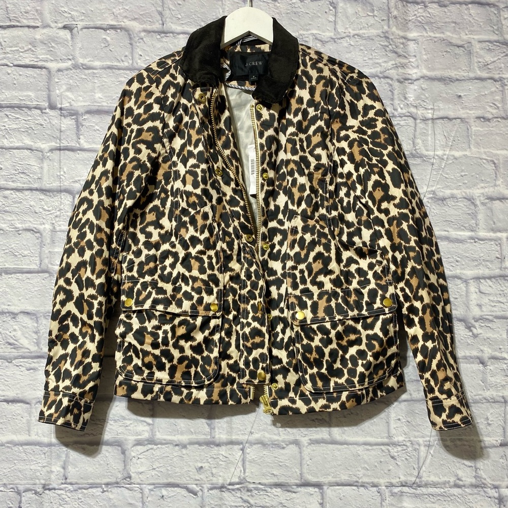 J. Crew Leopard Print Jacket with Black Collar
